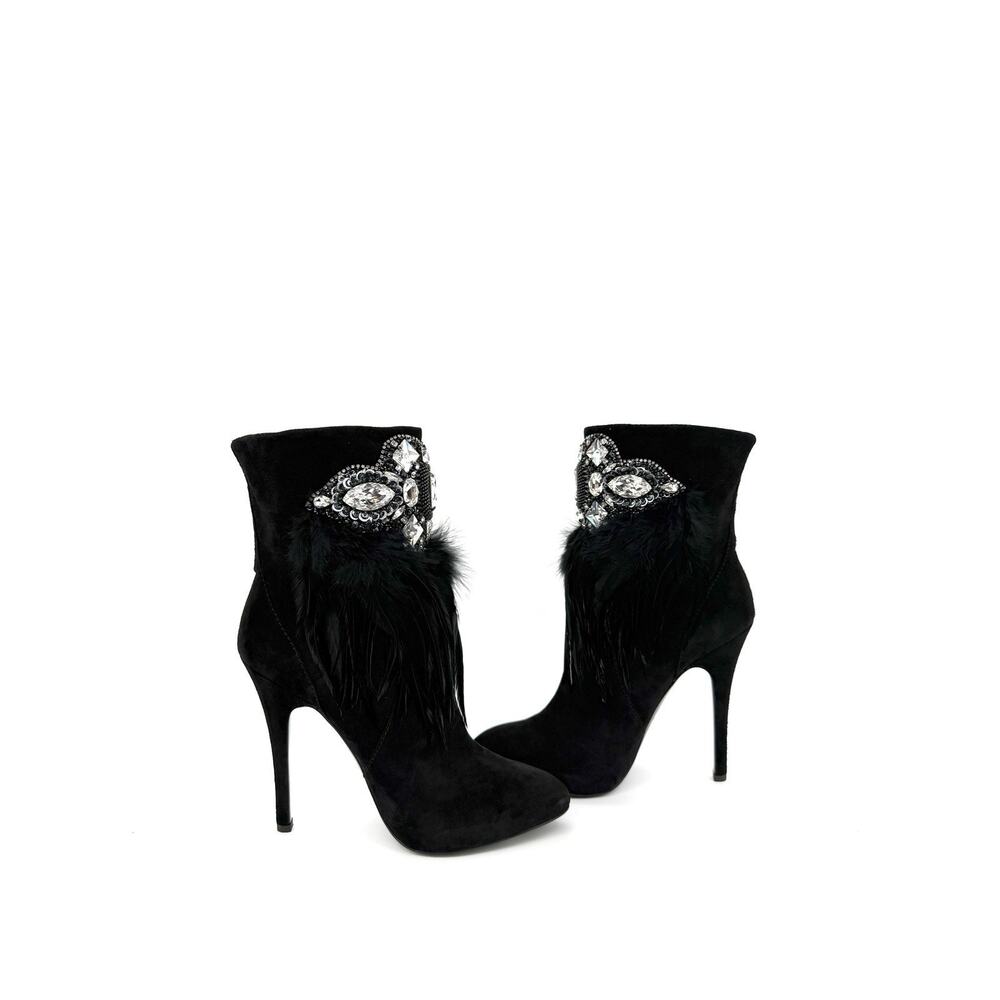 NIB Balmain x Giuseppe Zanotti Rihanna Bootie 39 US 9 Jewel Feathers Ankle Boots - Picture 7 of 13